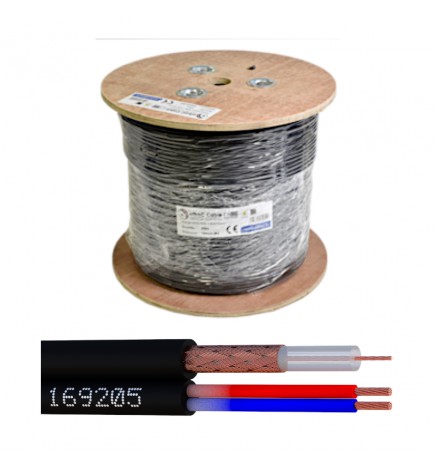Bobine 250 m câble vidéo PAL + alim – PVC Ø 6,1 mm, Cu Ø 0,57 mm