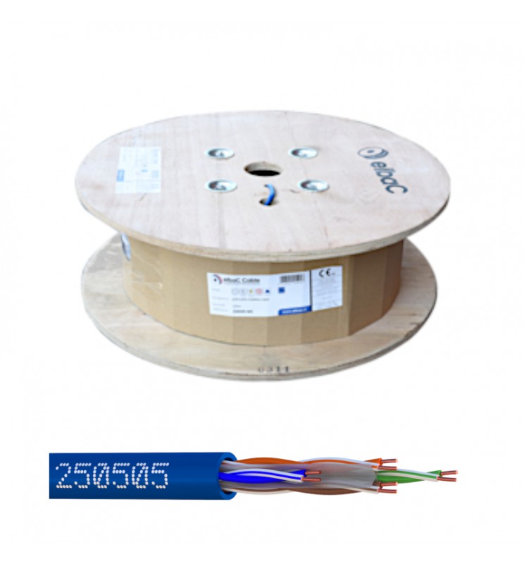 Bobine 500 m câble réseau U/UTP Cat6 LSZH – Ø 6 mm, Cu Ø 0,51 mm
