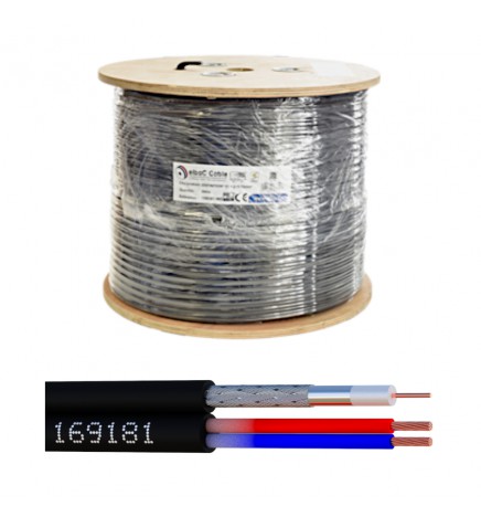 Bobine 500 m câble vidéo PAL/HD + alim – PVC Ø 4,5 mm, Cu Ø 0,61 mm