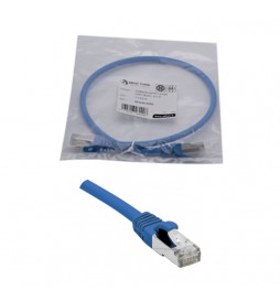 Cordon S/FTP Cat6A 0,5 m – LSZH Ø 6 mm bleu
