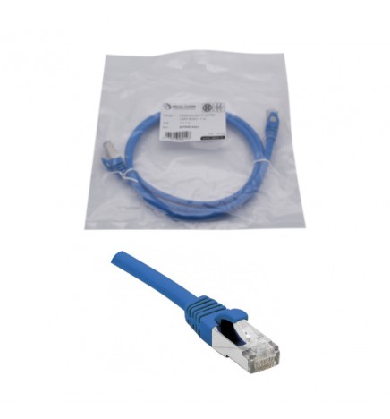 Cordon S/FTP Cat6A 1 m – LSZH Ø 6 mm bleu