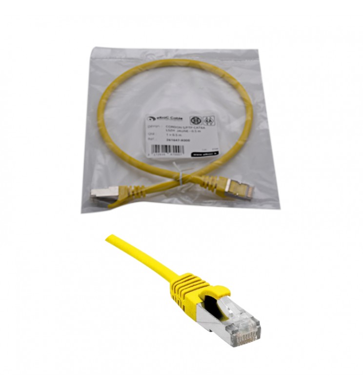 Cordon S/FTP Cat6A 0 ,5 m – LSZH Ø 6 mm jaune Cordon S/FTP Cat6A 0 ,5 m – LSZH Ø 6 mm jaune
