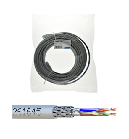 Cordon S/FTP Cat6A 15 m – LSZH Ø 6 mm gris