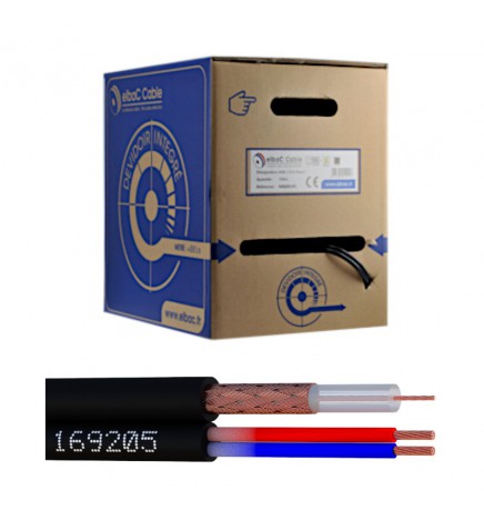 Dévidoir 150 m câble vidéo PAL + alim – PVC Ø 6,1 mm, Cu Ø 0,57 mm