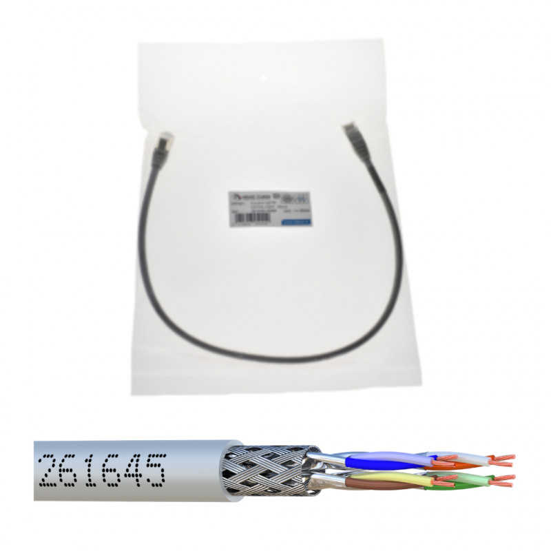 Cordon S/FTP CAT6A PATCH LSZH Gris 0.5M