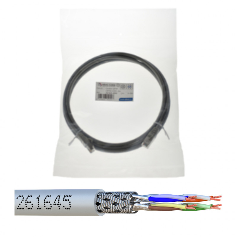 Cordon S/FTP CAT6A PATCH LSZH Gris 2M