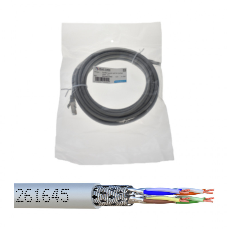 Cordon S/FTP CAT6A PATCH LSZH Gris 5M